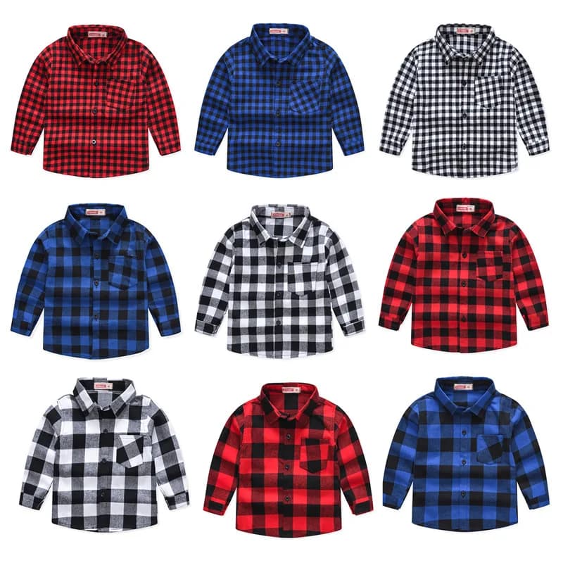 2025 New Boys Baby Shirts Spring Autumn Kids British Style Long Sleeved Shirts Shirts with Scottish Print Cotton Clothing