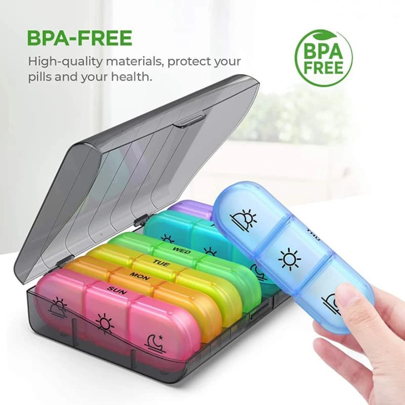 7-day pill box Weekly tablet holder Storage container Splitter Wallet Organizer