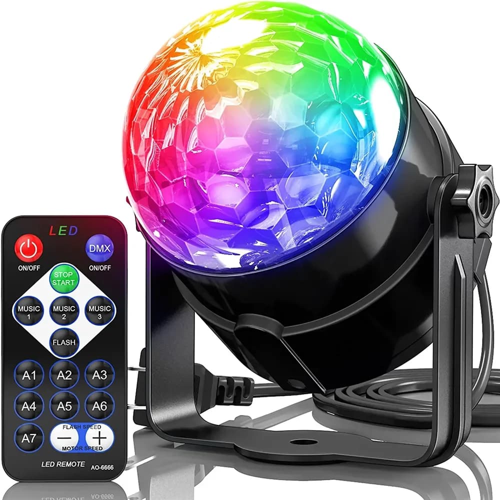Palcoscenico attivato dal suono con luce stroboscopica a 7 colori con telecomando Lampade a sfera da discoteca per feste in camera di casa Compleanno per bambini Bar di nozze