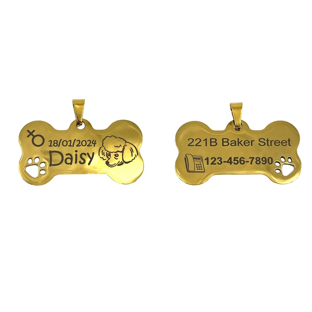 Ciondolo in osso di colore personalizzato con etichetta per collare per cani per medaglia di cane con nome inciso numero personalizzato accessori per gatti cucciolo di gattino
