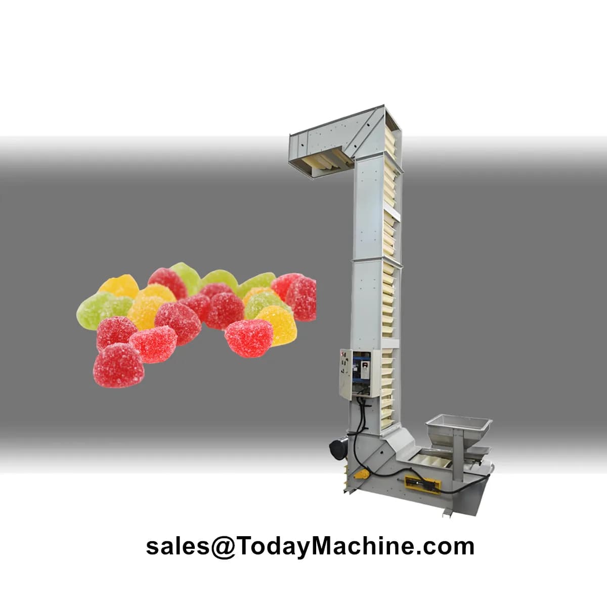 Lift conveyor system with Z chain bucket with automatic feeding for rice and cereal coffee beans