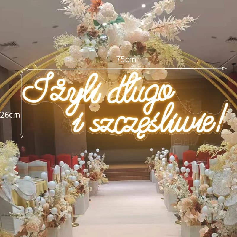 Insegna al neon grande Insegna al neon a LED personalizzata da 75 cm per un lungo tempo e un insegna felice per la decorazione domestica della stanza di compleanno di nozze