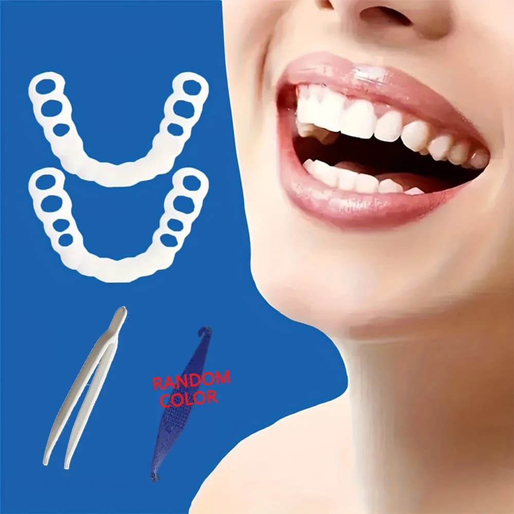 Faccette sbiancanti per denti, protesi dentarie, apparecchi ortodontici, copertura riutilizzabile a scatto per denti finti, effetto naturale luminoso, vestibilità perfetta per coprire H2931