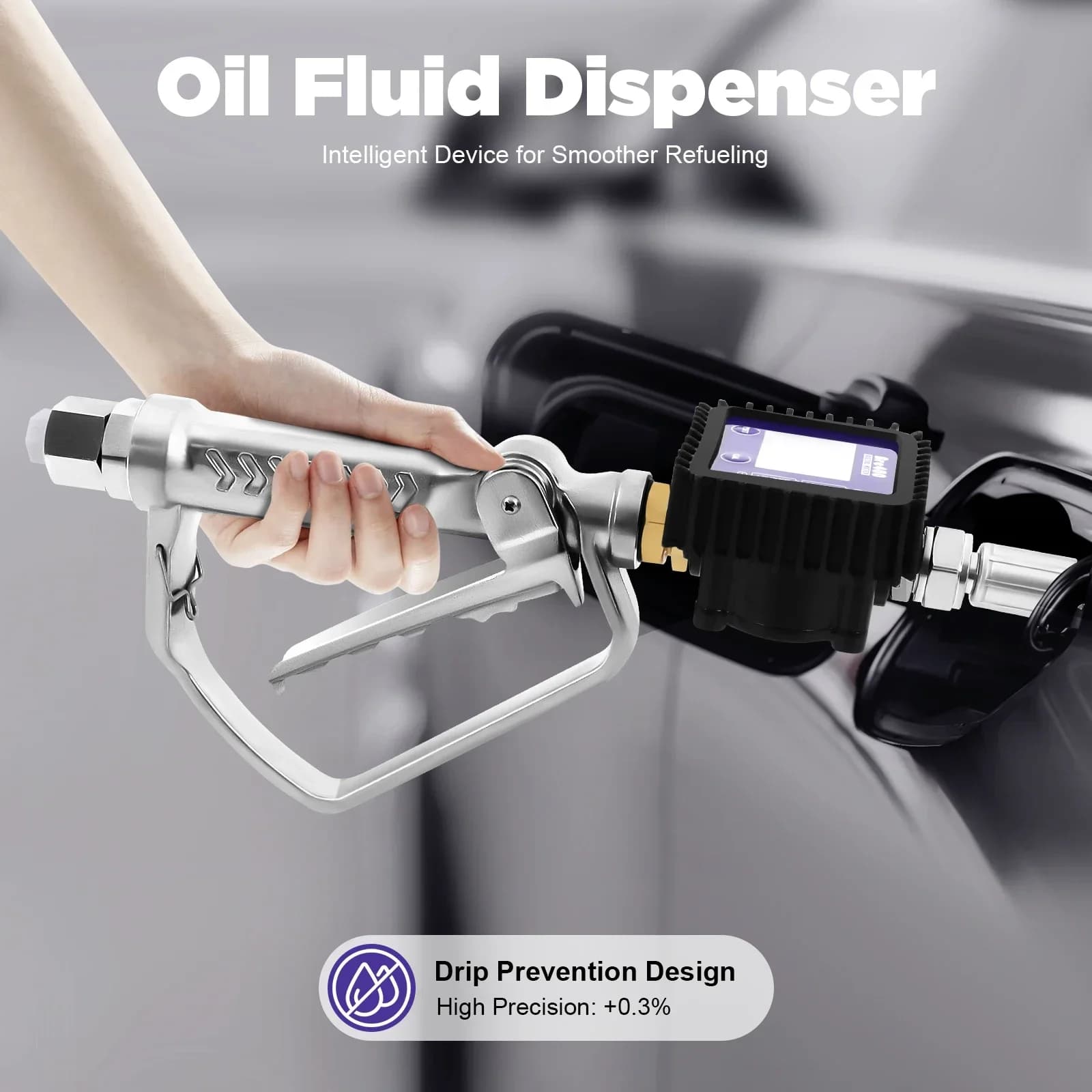 Pistola pneumatica per misurazione carburante diesel 58x15 cm, pompa diesel, ugello carburante con contatore, tubo rigido per riscaldamento olio e olio lubrificante