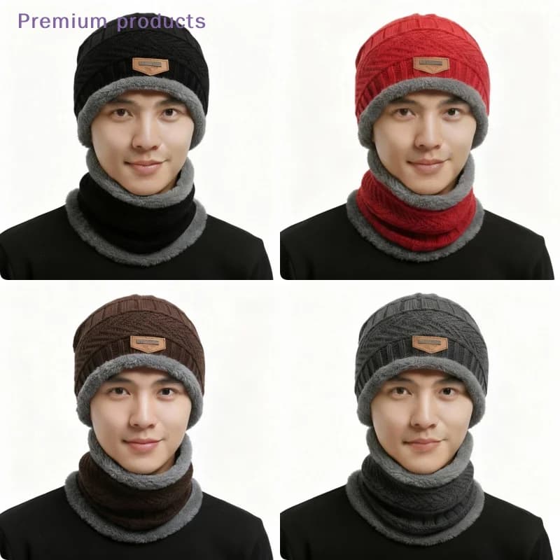 1PC Outdoor Cycling Skiing Cold Protection Neck Mask Warm Winter Hat Warm Knitted Hats Scarf Set Hot Caps Wool Men Woman