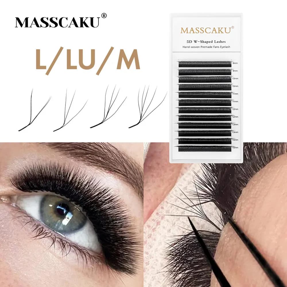MASSCAKU YY/3D/4D/5D/6D W Shape Eyelash M/L/LU Curl Fans Visone Fake Extensions Soft Natural Eyelash Extensions Professional Eyelashes Supplies