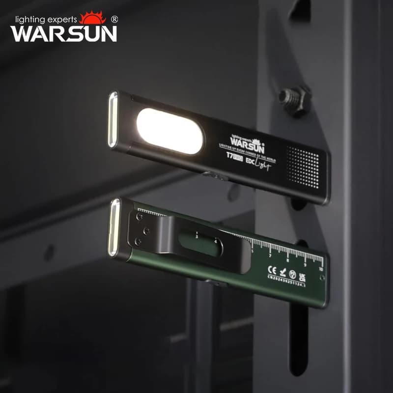 LED Flashlight WARSUN T7, Mini Portable Flashlight 800LM Rechargeable, Pocket Light with Magnetic Base and Clip, Working Light for Hiking, Fishing, EDC