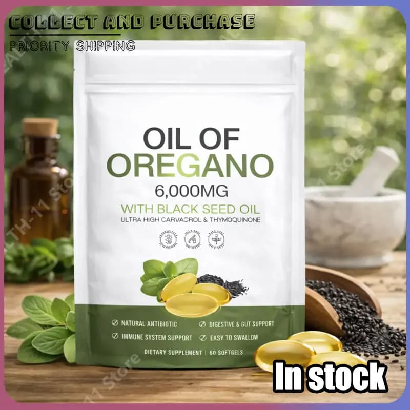60 Capsule di Olio di Semi Neri e Olio di Origano Biologico per Supporto Immunitario e Digestivo, Integratore Naturale per il Benessere