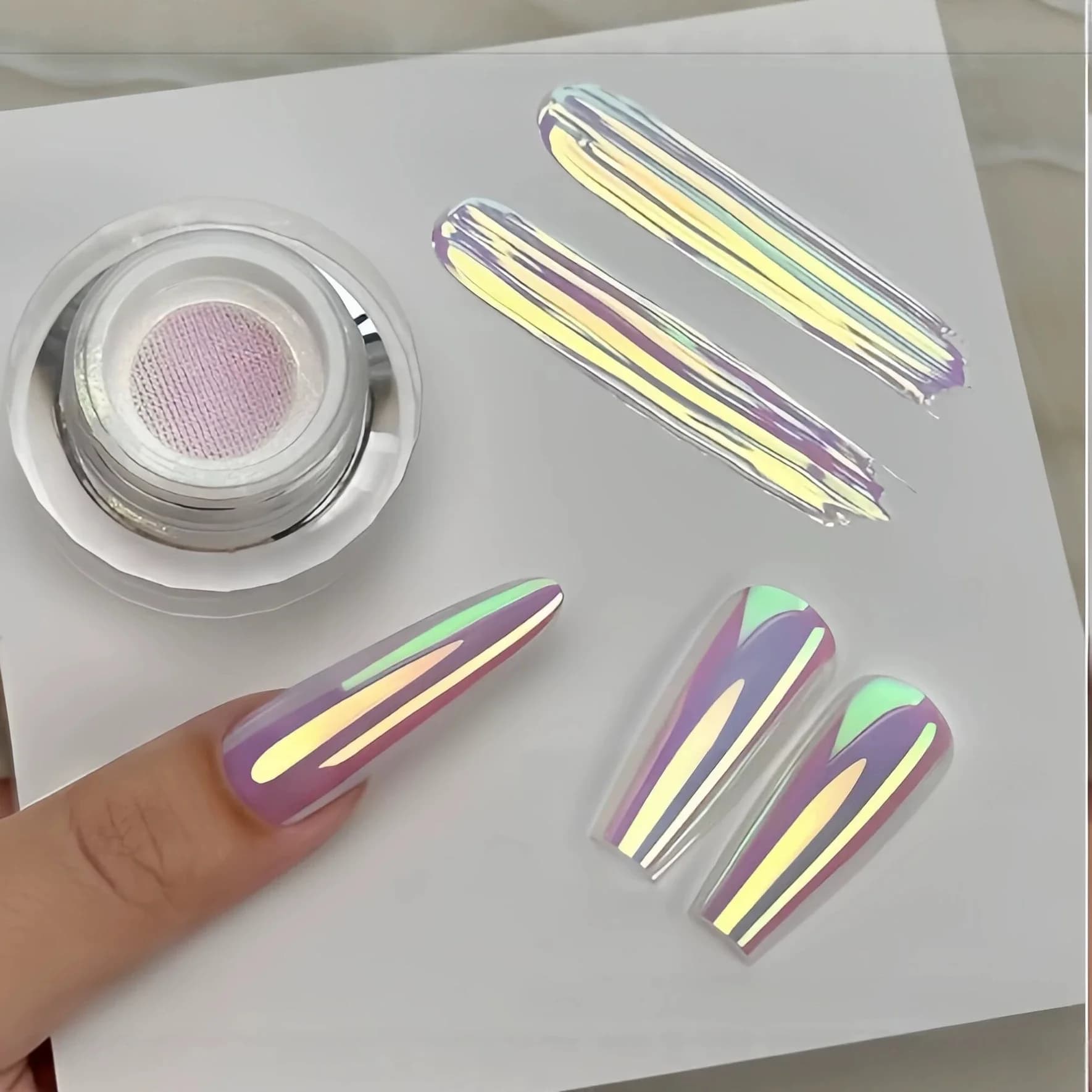 7Colors Unicorn Chrome Neon Powder Human Fish Powder Macaron Magic Mirror Powder Aurora Glitter 0.8g