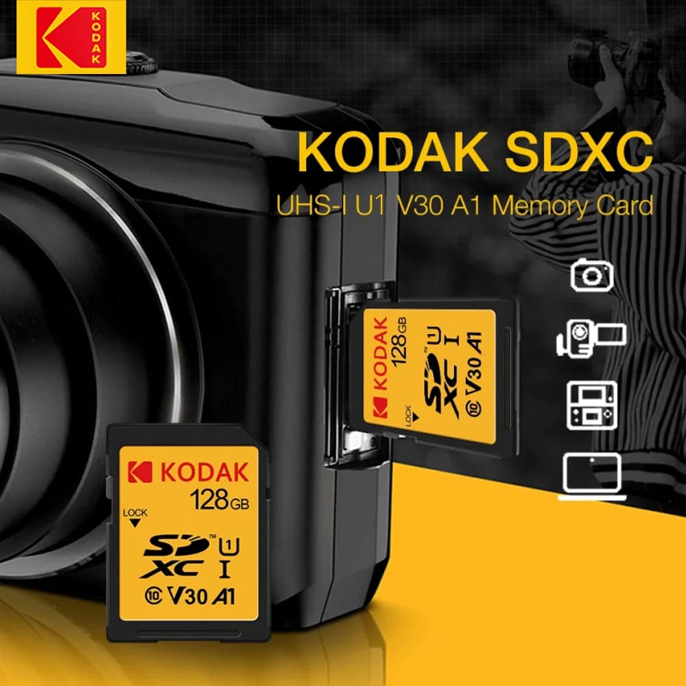 KODAK High Speed Class 10 SD Card 32GB 64GB 128GB Carte SD Memory Card SDHC SDXC Flash USB Stick SD Cards For Camera