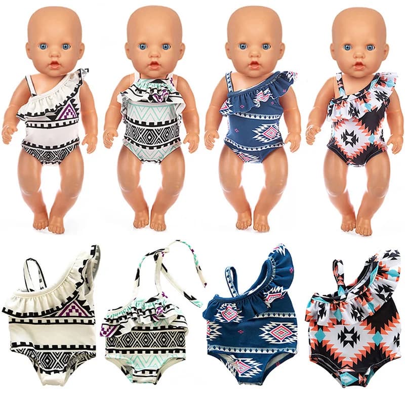 Nice 18 inch American doll bathing suit with Bohemian print, 43 cm doll bathing suit, baby gift