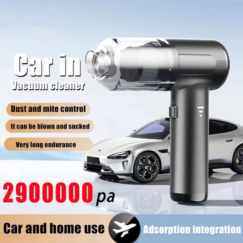 Aspirapolvere per Auto 5 in 1 Senza Fili, Potente Macchina per Pulizia 2900000Pa, Aspirapolvere Portatile con Funzione di Soffiaggio e Aspirazione per Veicoli
