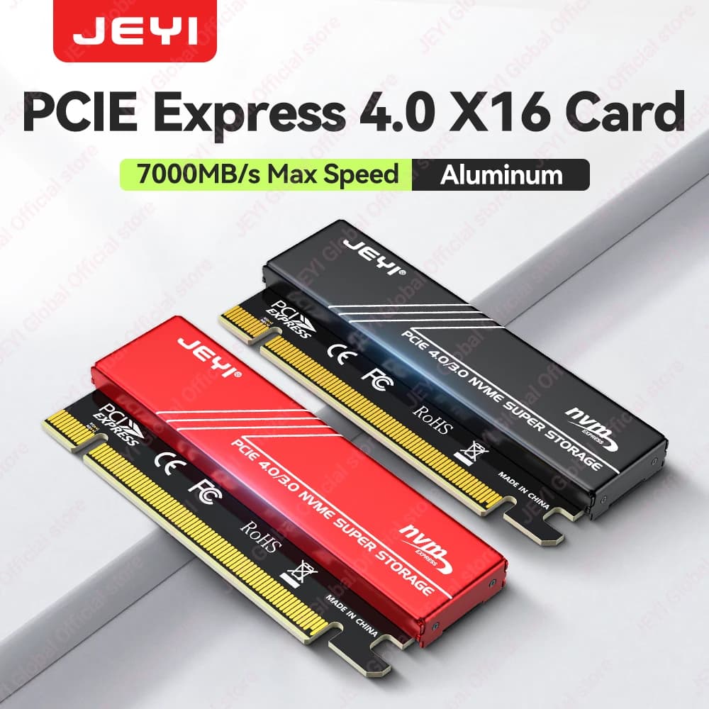 Adattatore JEYI M.2 NVMe a PCIe 4.0 X16 con dissipatore di calore - per SSD Samsung 980 PRO/970 EVO, adattatore in alluminio con dissipatore di calore