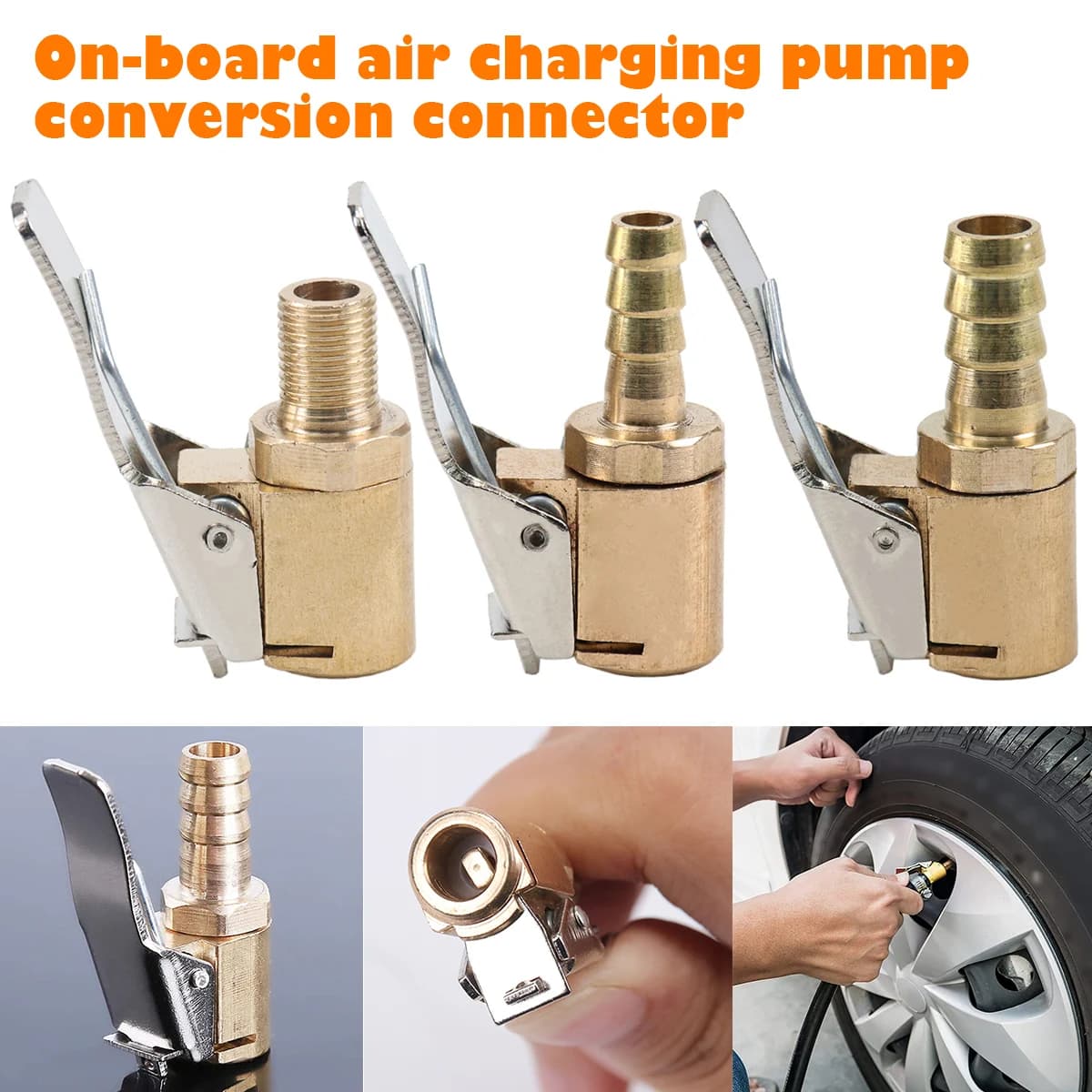 Adattatore ugello filettato pompa aria auto Mandrini aria pneumatici Connettore valvola di gonfiaggio per auto Morsetto Connettore valvola di gonfiaggio pneumatici per auto Pneumatico per auto