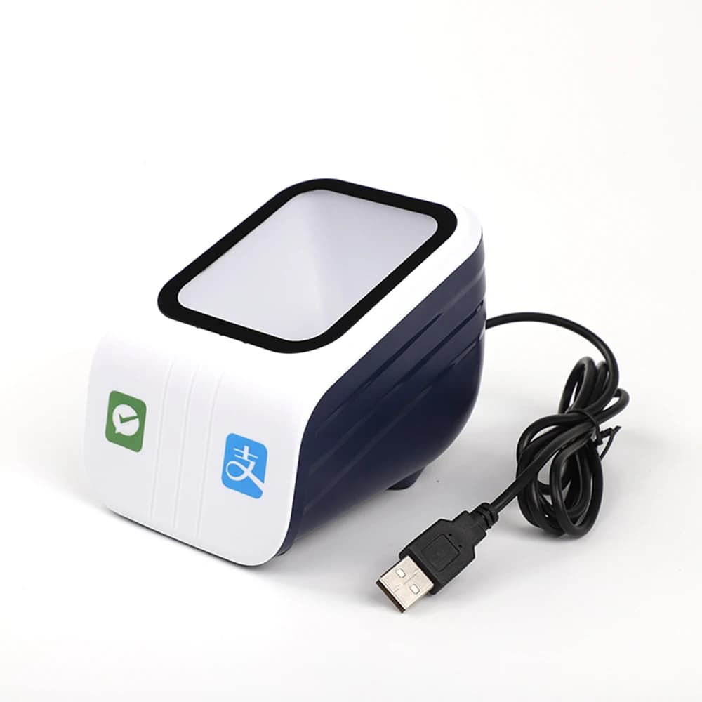 HC-T97Y Lettore di codici a barre desktop QR Sensore automatico Lettore di codici a barre con finestra grande Scatola di scansione del codice di pagamento mobile per supermercato