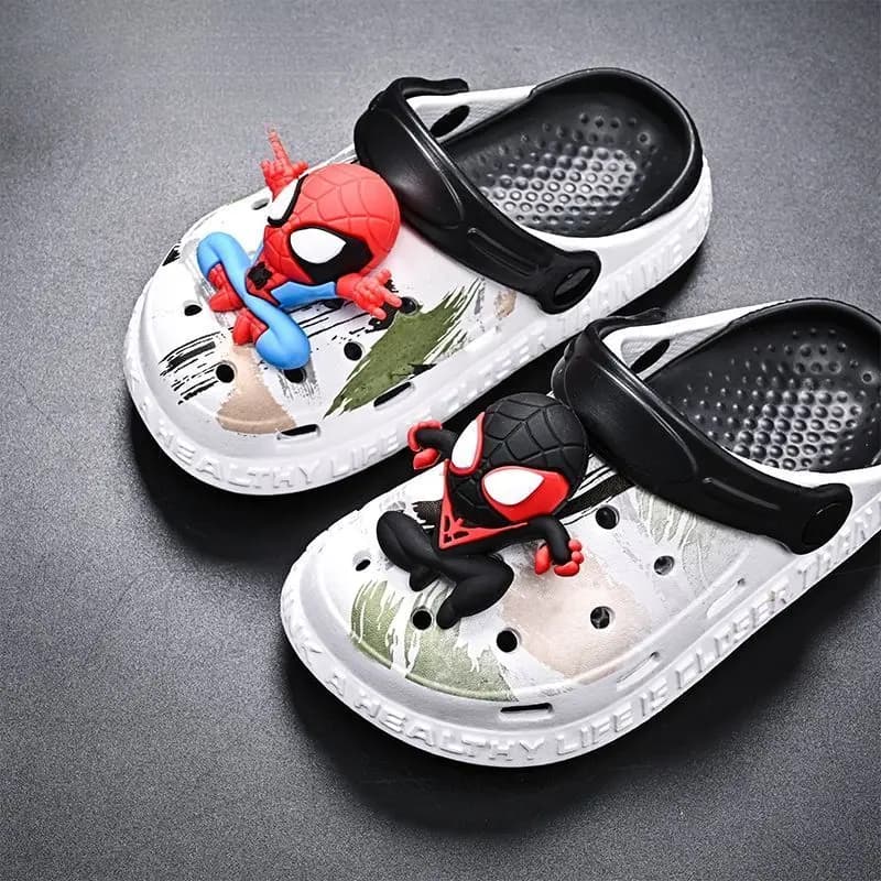 Kids casual shoes Marvel, EVA sandals, children's beach shoes, with soft sole, non-slip, with cartoons, for boys and girls, white and black color, size