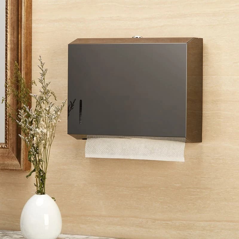 Supporto per scatola di fazzoletti di carta igienica pubblica dorata Dispenser di carta rettangolare in acciaio inossidabile montato a parete senza punzonatura