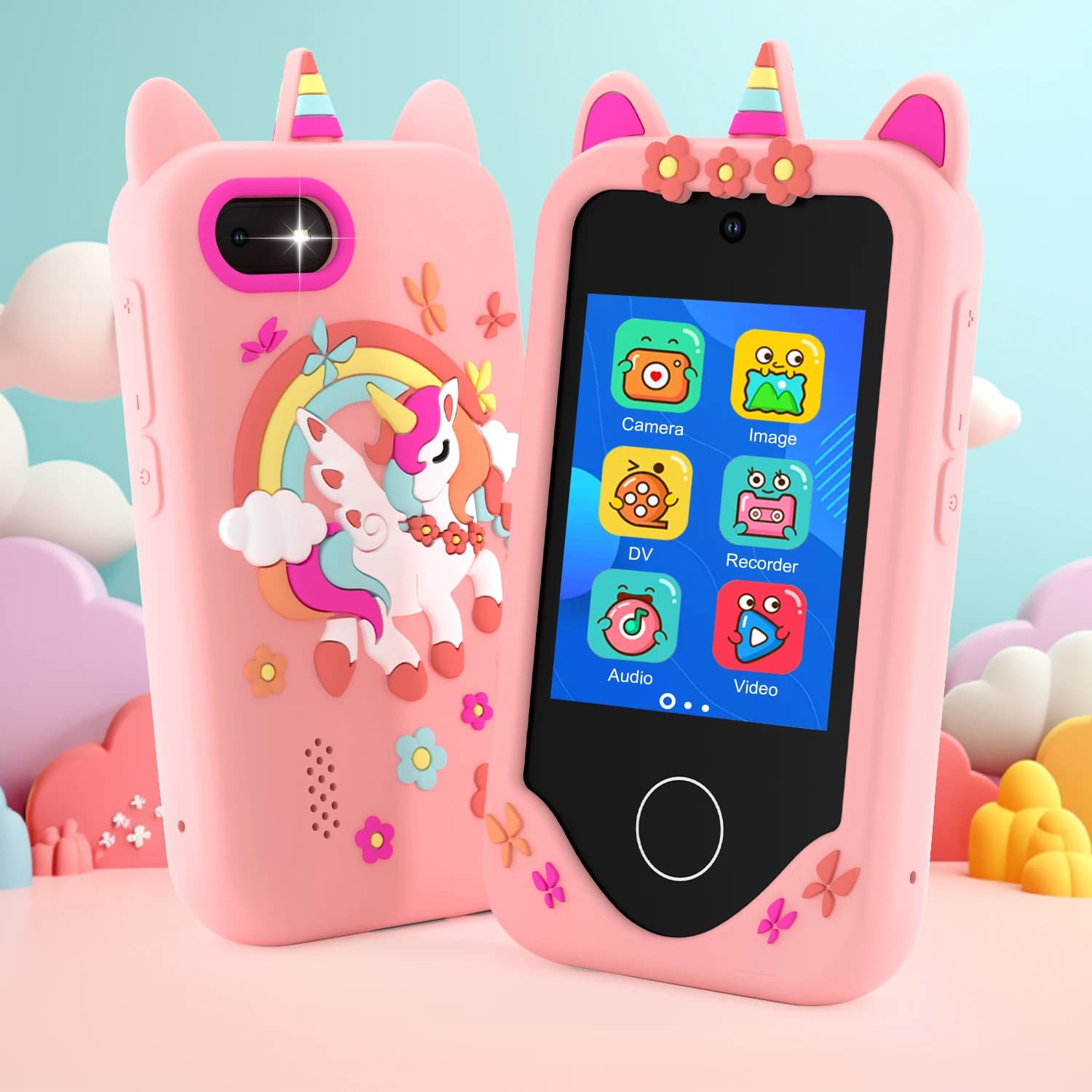 Unicorn Kids Phone Toy - Touchscreen Digital Camera with MP3 32GB Educational Toy for 3-8 Years Old Boys Girls