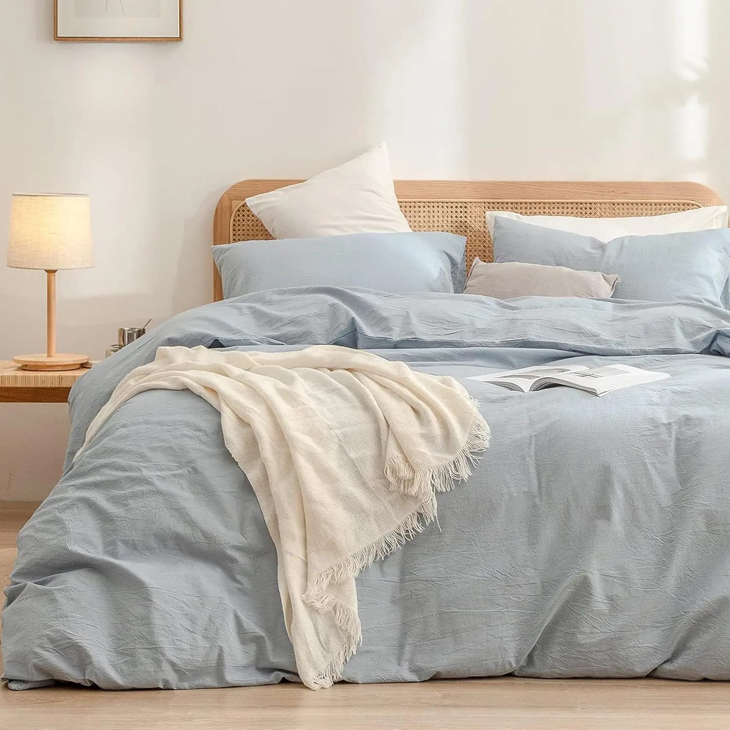 100% Cotton Lavet Cover Set, Lino Super Soft Effect, Lightweight and Comfortable, 3 Piece Bed Set, King Size