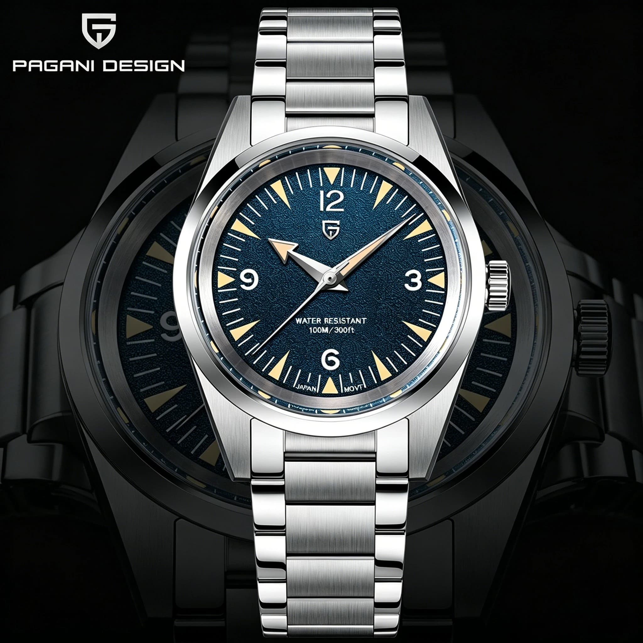 PAGANI DESIGN 2025 new quartz watch VH31 38MM bright C3 sapphire waterproof stainless steel 10Bar reloj hombre men's watches