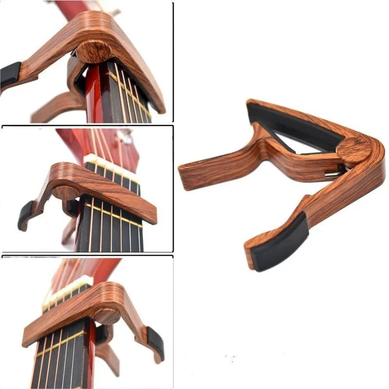 Chitarra Ukulele Tuning Accessori per strumenti musicali Metallo di alta qualità Grano di legno Capotasto per chitarra in metallo Cuscino in silicone perfetto