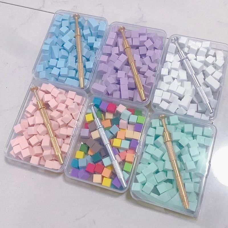 100-piece sponge brush for nail art, gel polish brush, glittered powder, manicure accessory