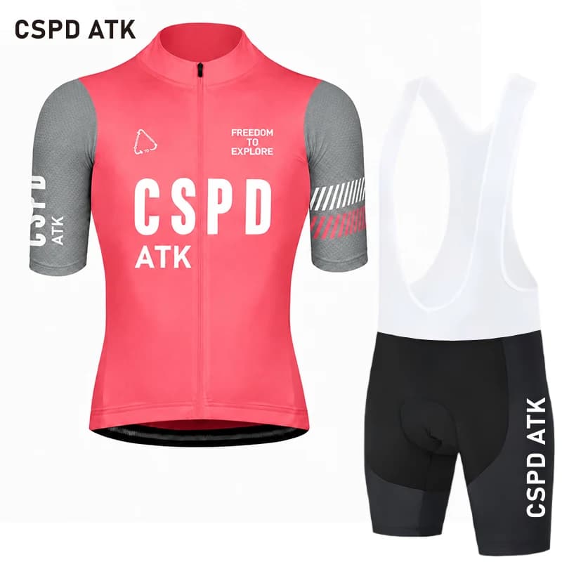 CSPD ATK Bicycles Cycling Jersey Set MTB Men Cycling Maillot Summer Cycle TShirt bib Shorts Suit Triathlon Mountain Bike Clothes
