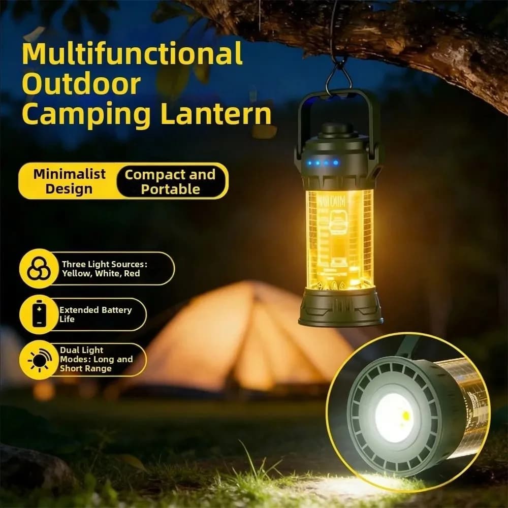 Camping Retro Portable Lantern, Decorative Night Light, Waterproof, Outdoor Atmospheric Light, 6 Levels of Lighting With Hook