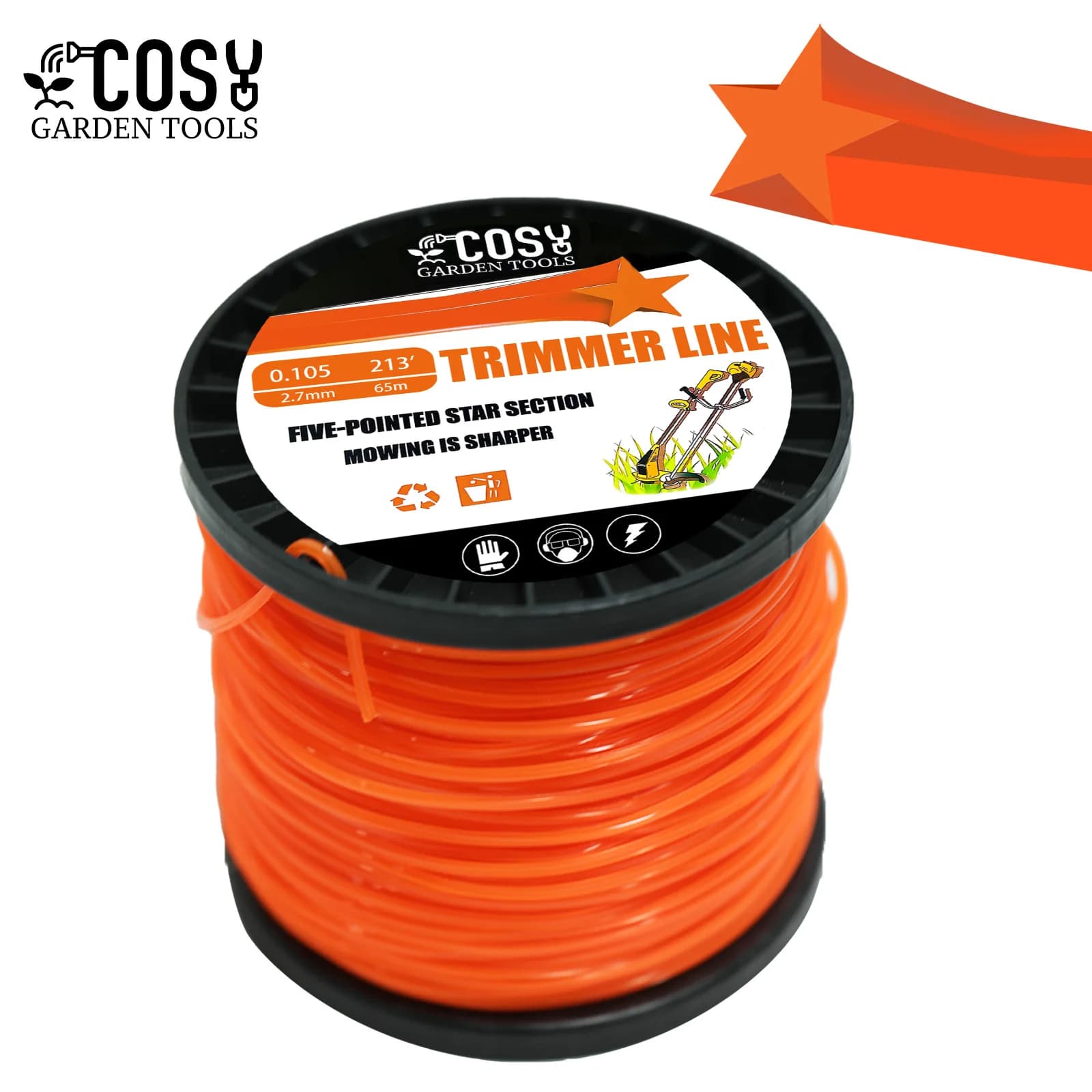 2.7mmx100m Pentagram Trimmer Head String Nylon Falciation Trimmer Line Roofing Grass Sheath Line Lawnmower Accessories