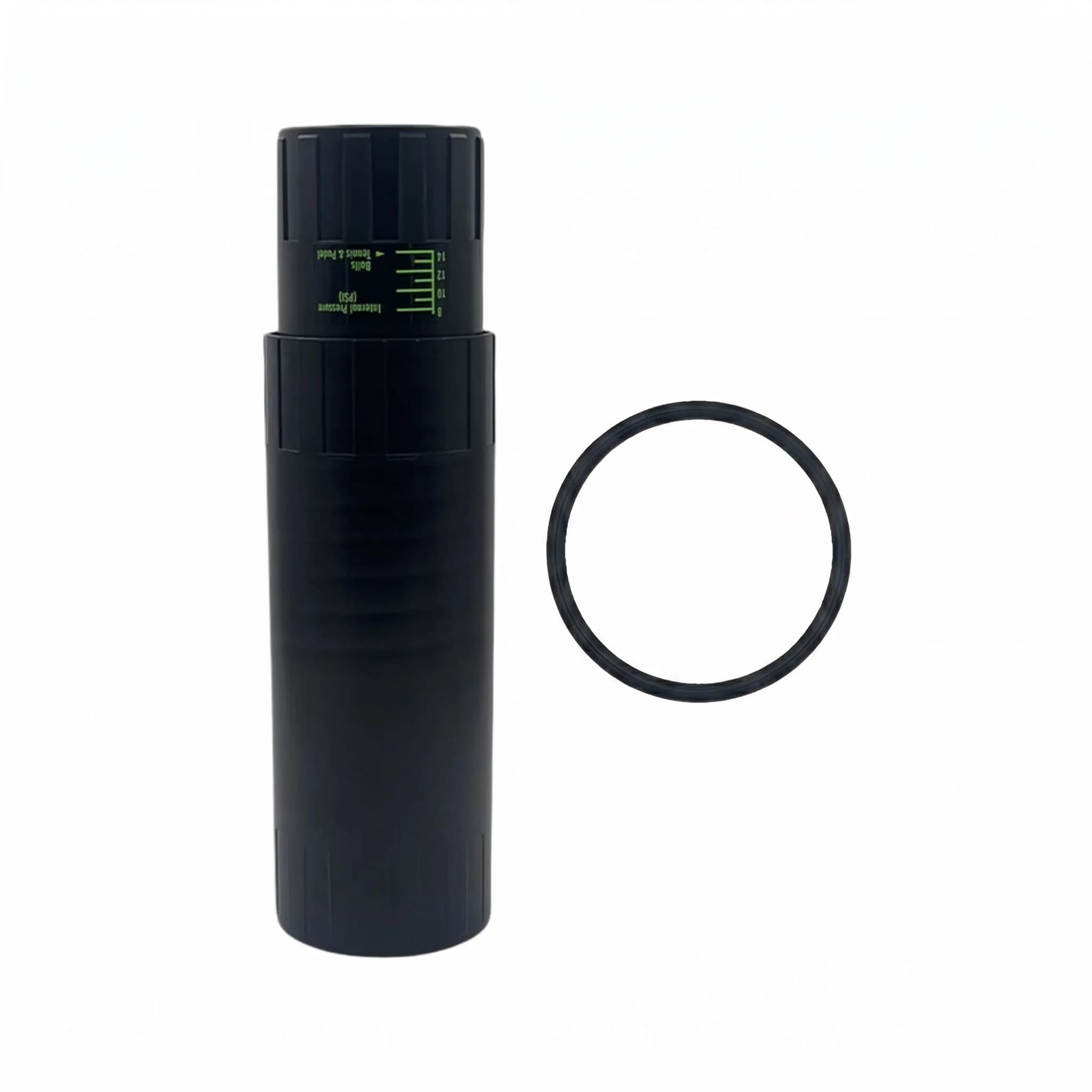 Black 4-Ball Tennis Ball Pressurizer Saver Dual-Mode Storage Airtight Silicone O-Ring Visible PSI Scale Portable Padel Accessory