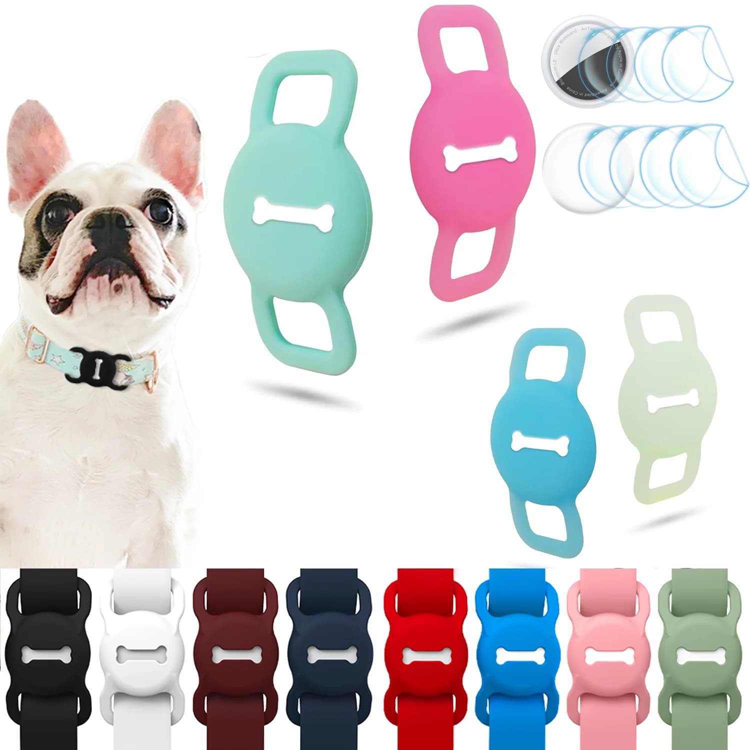 Porta collare per cani Airtag: porta targhetta in silicone per collare per cani da compagnia, robusta custodia protettiva per localizzatore di cani, accessori per animali domestici