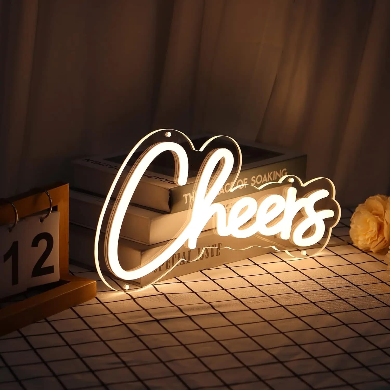 13 "x 7" Cheers Neon Sign Cheer HA CONDOTTO LA Luce Decorazione Della Parete Bar Club Prom Party Home Room Insegne Personalizzate Bianco Caldo Bevanda Beer Man Cave