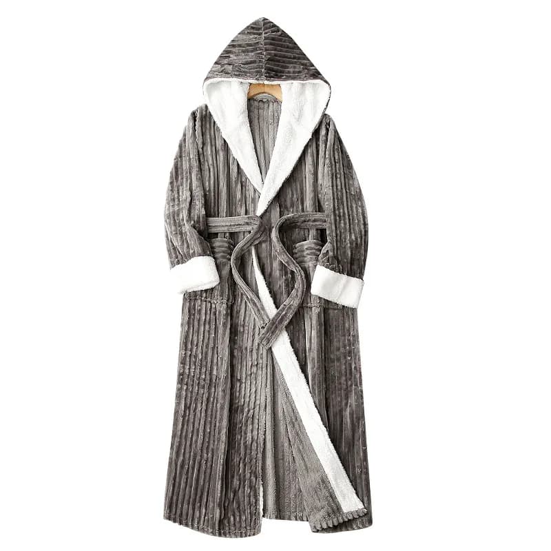 FZSLCYIYI luxurious men's luxury women's bathrobe with hood with adjustable waistband male absorbent Ultra soft with pockets