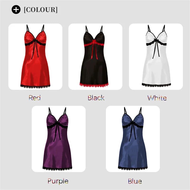 Women's sexy large size pyjamas, lace night shirt with suspenders, sleeveless pajamas, V-neck pajamas, optional multicolored night shirt.