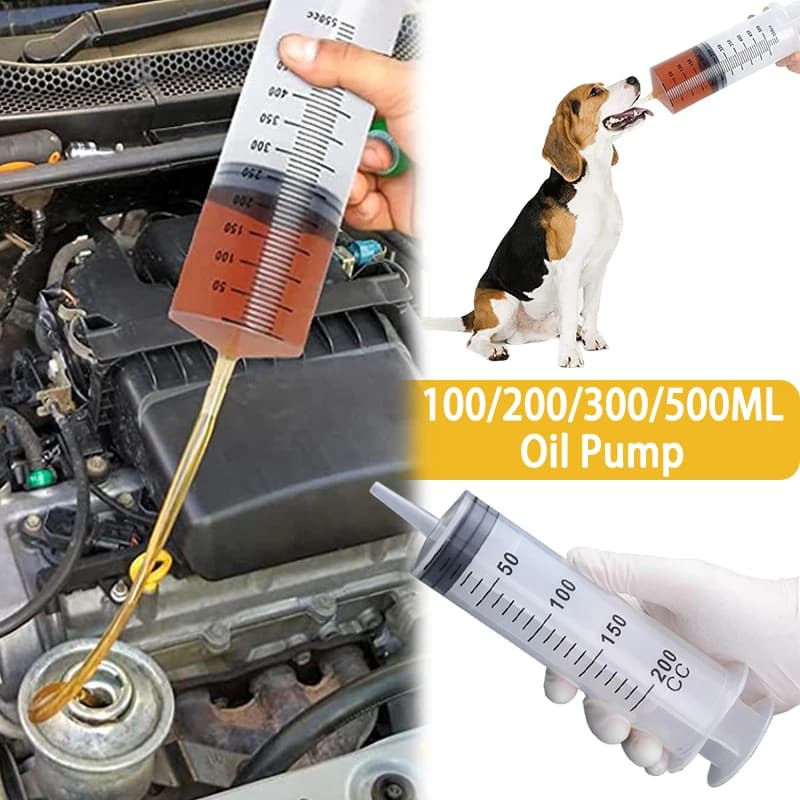Siringa di grande capacità da 100/200/300/500 ml con tubo da 1 m Pompa per olio sottovuoto per alimentazione di animali Colla Applicazione di olio Pompa dosatrice di grandi dimensioni