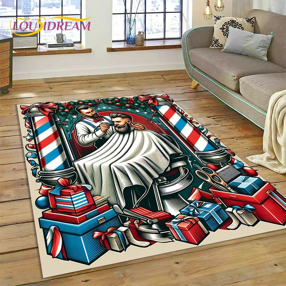 Fashion Barber Shop Logo Skull tappeto Vintage tappeto per soggiorno arredamento camera da letto, tappetino decorazione antiscivolo per divano zerbino