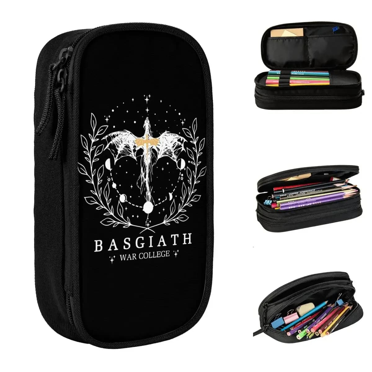 Astuccio per matite di grande capacità Quarta ala Basgiath War College Bookish Accessori per la scuola Astuccio a doppio strato