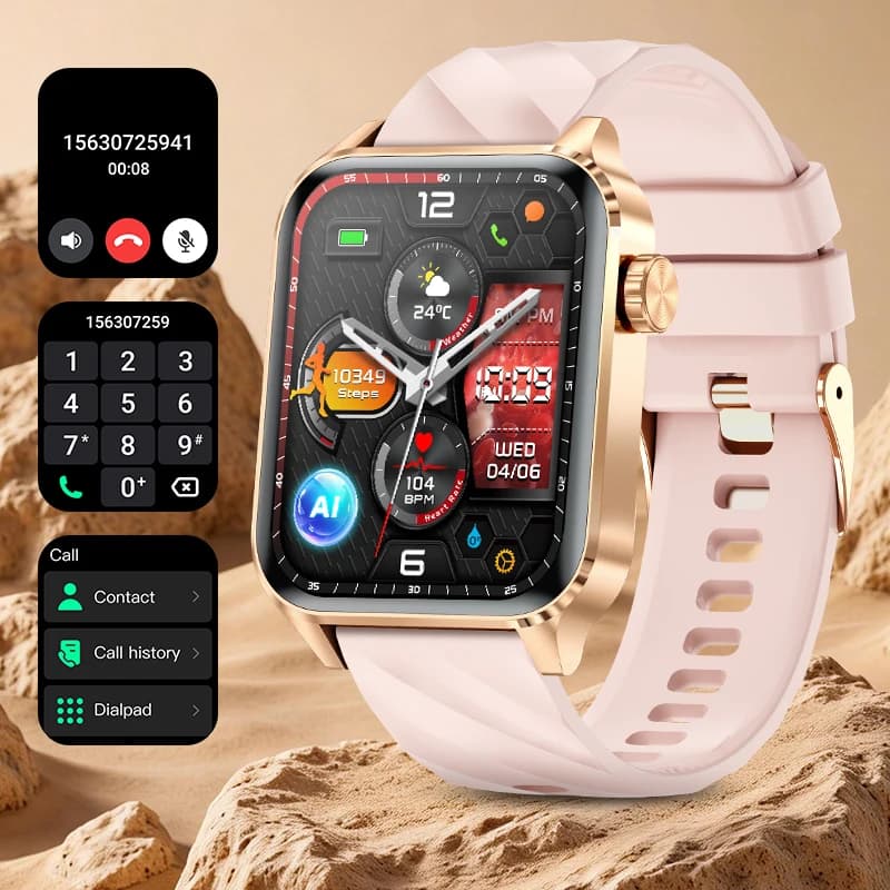 FOXBOX Smartwatch for women, sportsmen, fitness, Bluetooth calls, health and sleep monitoring, waterproof, men's smartwatch for Android IOS