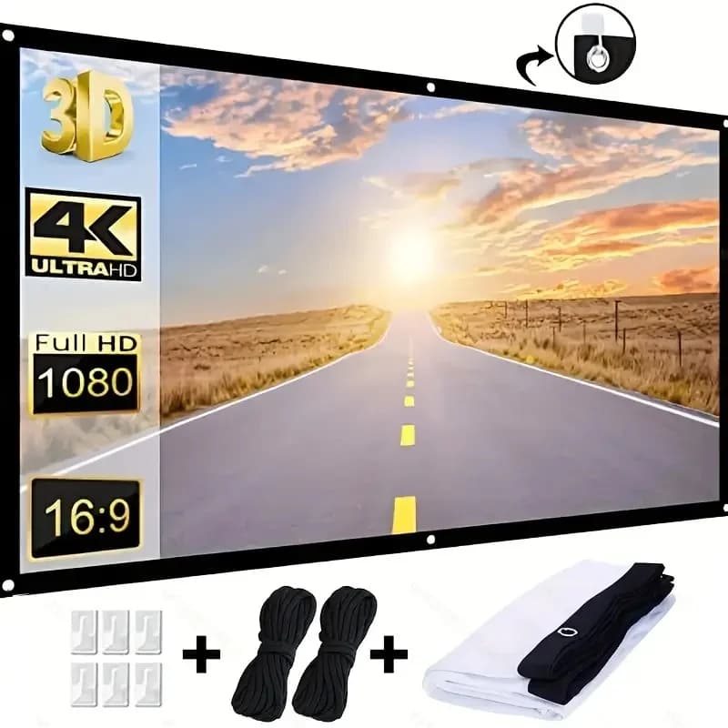 Schermo per Proiettore 16:9 per Interni/Esterni Pieghevole 100/120/150 Pollici, Schermo per Proiettore per Home Theater Interno ed Esterno