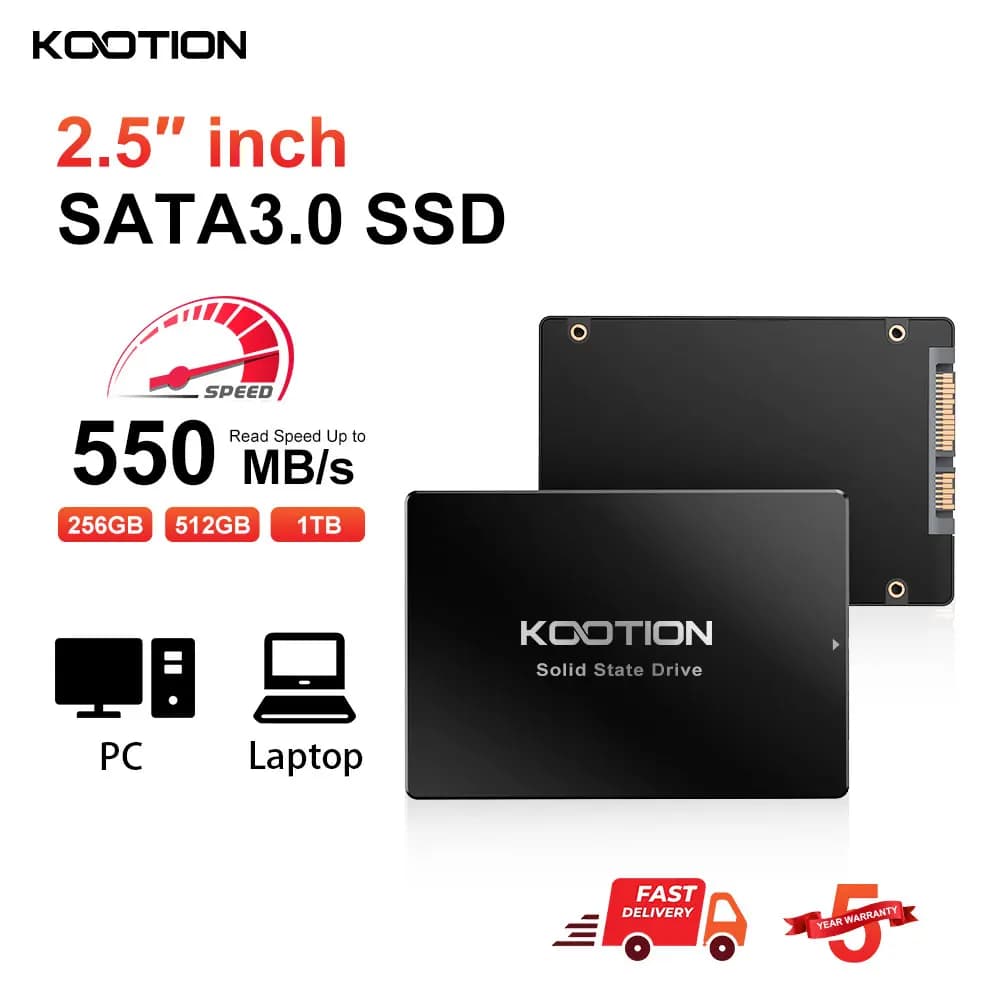 KOOTION SATA3 Unità a stato solido da 2,5 pollici 2TB 1TB 512GB 480GB 256GB 240GB 128GB 120GB SSD Dischi rigidi interni per laptop desktop
