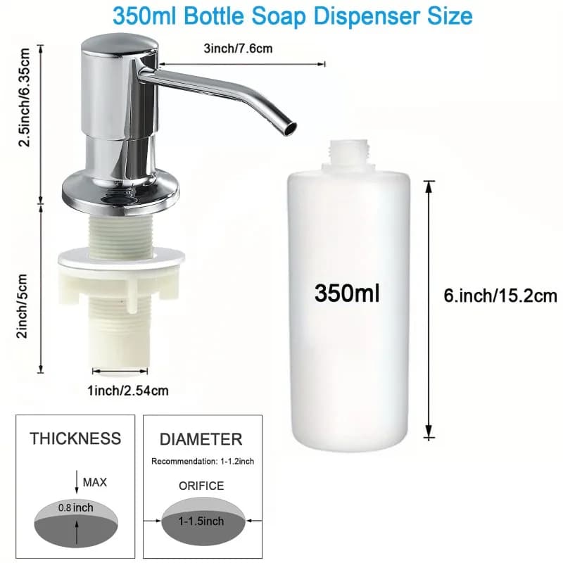 Pompa in acciaio inossidabile Utili utensili per lavello da cucina Prodotto domestico Bottiglia da 500 ml / 350 ml Dispenser di sapone liquido Durevole Nuovo