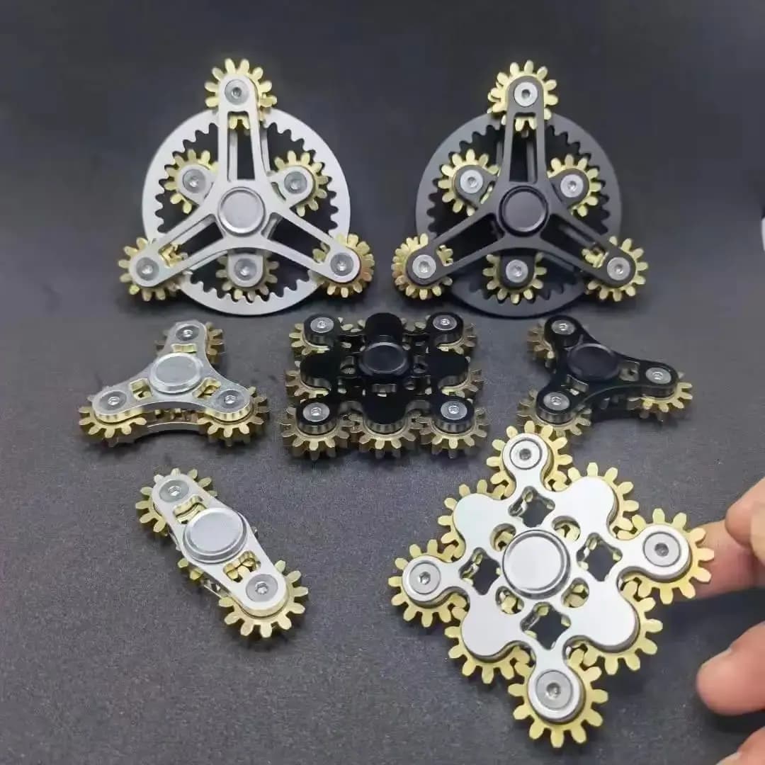 Fingertip gyro decompression gear Fidget Spinner nine tooth linkage hand cranked Spinner EDC gear linkage finger gyro toy