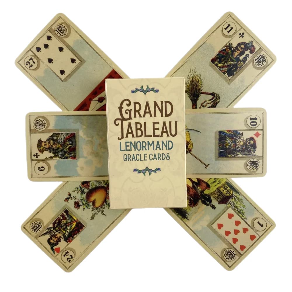 Grand Tableau Lenormand: Carte Oracolo per Divinazione e Previsione del Futuro, Edizione Visions, Mazzo di Carte con Guida in Carta
