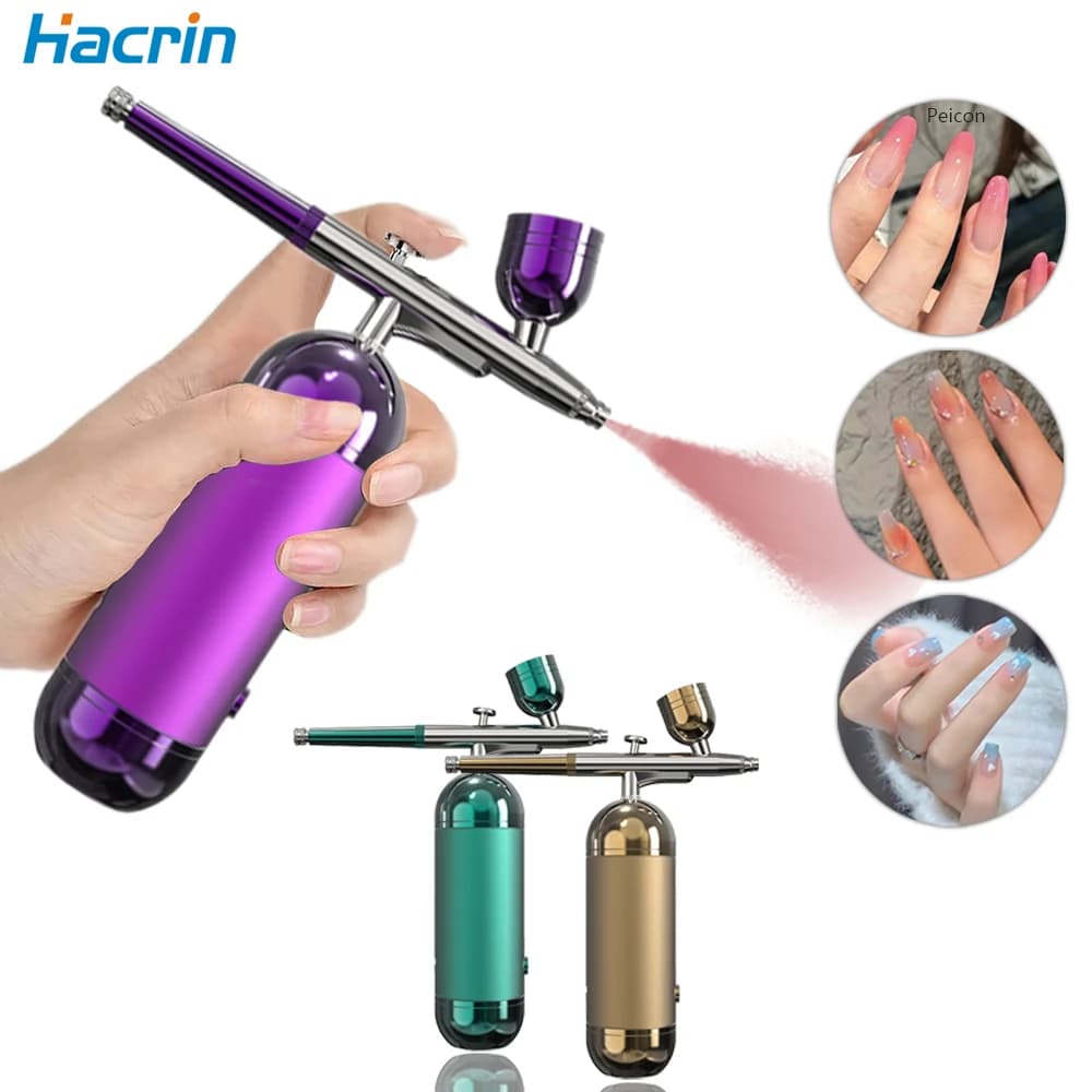 Aerograph for nails with compressor Portable Aerograph Mini for nail art Painting Makeup Air Spray Gun Oxygen Injector Air Brush Kit