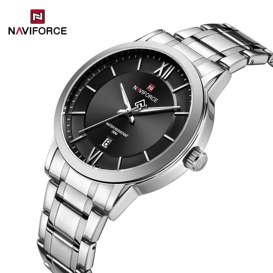 NAVIFORCE Men's Watches Fashion Business Calendar Display Stainless Steel Bracelet Waterproof Quartz Relogio Masculino NF9254