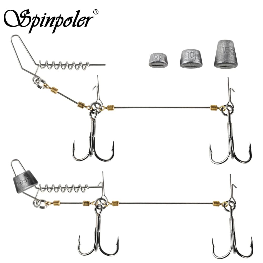 Spinpoler The Pike Stinger Rig Multi-Depth Screw With Spiral Sinker Weight 3x-Strong Treble Hooks For Softbait Shads Curltails