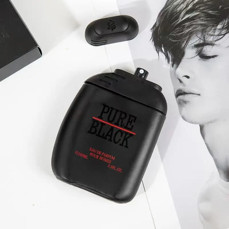 Profumo da uomo nero puro Fragranza duratura Colonia terrestre Profumo leggero da gentiluomo rinfrescante Fragranza legnosa dell'oceano Fascino 100ml