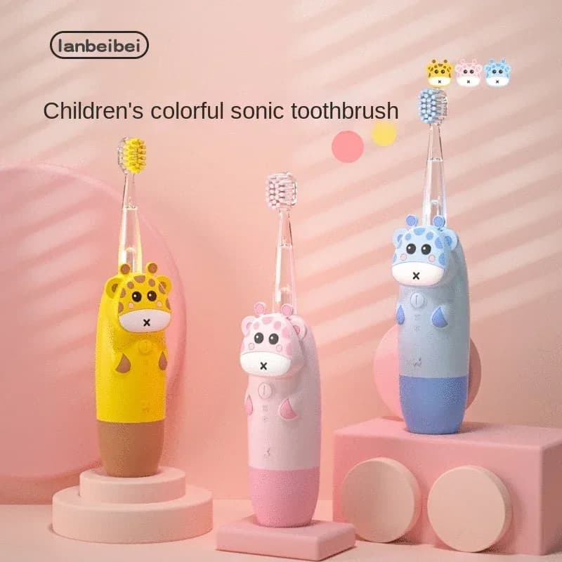 Kids Cartoon Kids Sonic Electric Toothbrush with Replace Sonic Ultrasound Electric Toothbrush Head
