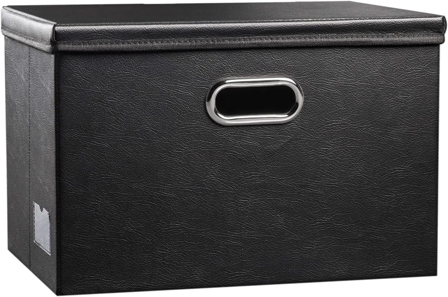 Contenitore Pieghevole Grande con Coperchio, Scatola Organizer in Tessuto Richiudibile per Armadio, 17.7x11.8x11.8 Pollici, Nero