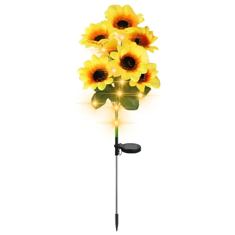 7 teste LED simulazione solare luce di girasole giardino cortile prato luci notturne lampada da paesaggio decorazione della casa luce del fiore di Natale